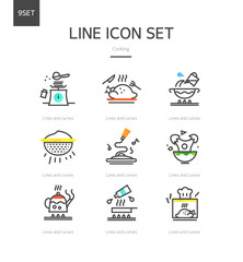 Cooking line icon set