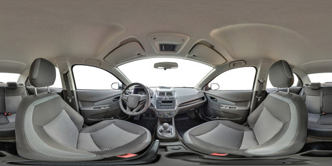 Full 360 by 180 degree seamless equirectangular equidistant spherical panorama in interior of...