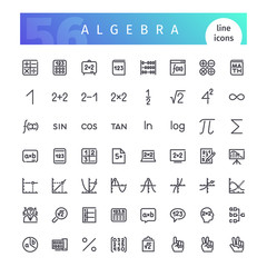 Algebra Line Icons Set - obrazy, fototapety, plakaty
