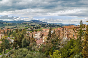 Fototapeta na wymiar Landscape in San Gimignano, Italy