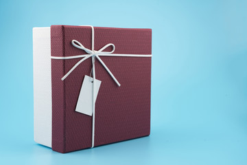 Gift box  on a blue background.