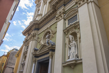 Nice Cathedral (Basilique-Cathedrale Sainte-Marie et Sainte-Reparate), located in the old town of Nice in the south of France and built in Baroque style