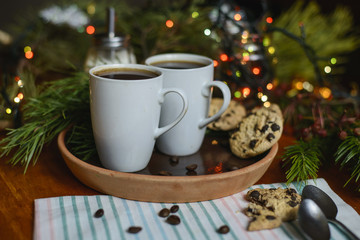time to drink coffee, the morning Breakfast is coffee and cookies