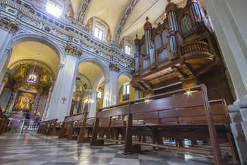 Obraz premium Nice Cathedral (Basilique-Cathedrale Sainte-Marie et Sainte-Reparate), located in the old town of Nice in the south of France and built in Baroque style