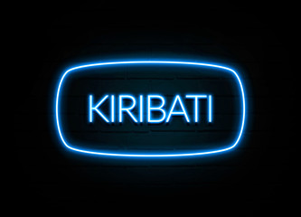 Kiribati  - colorful Neon Sign on brickwall