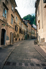 Streets and views in centre of Ljubljana, capital of Slovenia. Its central geographic location within Slovenia  