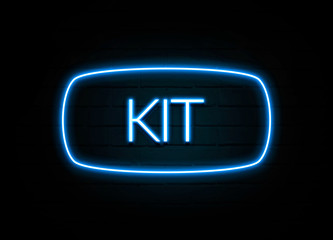 Kit  - colorful Neon Sign on brickwall