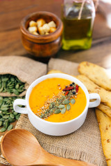 bowl of delicious pumpkin soup