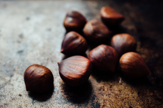 chestnuts on a roasting pan