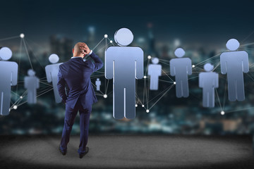 Network connection with people linked each other - 3D rendering