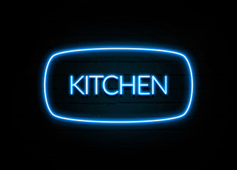 Kitchen  - colorful Neon Sign on brickwall