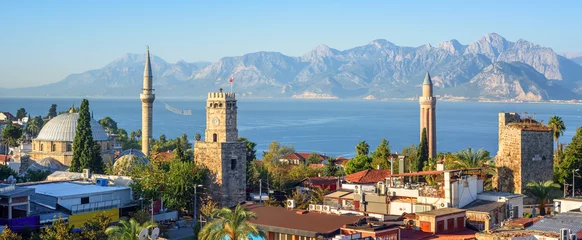 Foto op Plexiglas Turkije Panoramisch uitzicht op de oude binnenstad van Antalya, Turkije