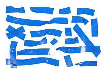 Blue duct repair tape isolated on white background