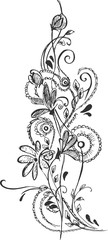 
sketch of floral pattern with curls
