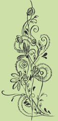 
sketch of floral pattern with curls

