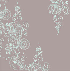 Fototapeta na wymiar sketch of floral pattern with curls 