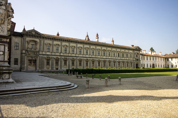 The Certosa di Pavia, a monastery and complex in Lombardy, northern Italy, situated 8 km north of Pavia. Built in 1396-1495, one of the largest monasteries in Italy