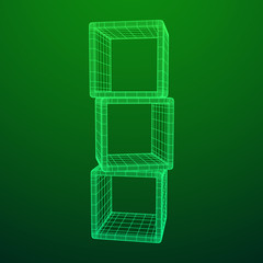 Product display boxes. Wireframe mesh vector. Platform or Stand Illustration. Template for Object Presentation.