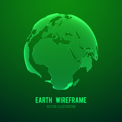 Wireframe planet Earth globe. Design poly mesh vector illustration