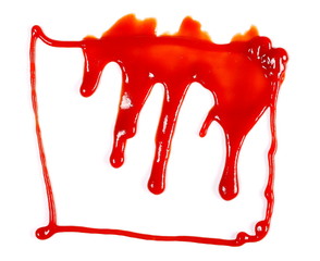 Blood spatter, dripping isolated on white background, top view