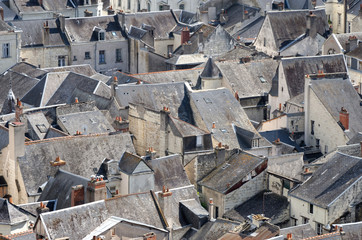 Detailed view of the roofs of a french medieval town