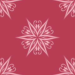 Floral seamless pattern on red background