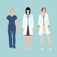 Female doctors in different poses