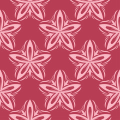 Floral seamless pattern on red background