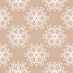 Floral seamless pattern. Beige brown abstract background