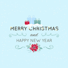 Light blue abstract Christmas background with white sparkling sn
