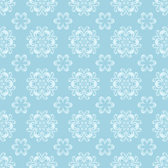 White and blue floral seamless pattern