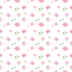 Seamless watercolor floral pattern roses flowers background wallpaper 