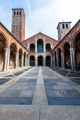Fototapeta na wymiar The Basilica of Sant'Ambrogio in Milan, Italy
