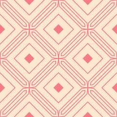 Red and beige geometric ornament. Seamless pattern