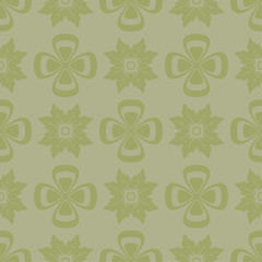 Olive green floral seamless pattern