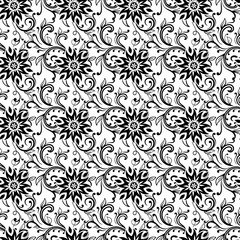 Ornamental seamless pattern. Black and white