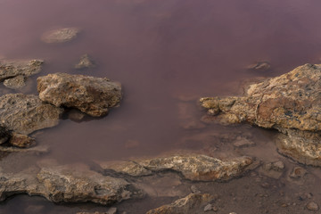 Fototapeta na wymiar View of the pink lake of Torrevieja