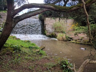 Waterfall in a country garden