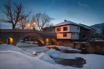 Bridge in the architectural complex in Tryavna, Bulgaria. National revival bulgarian architecture.