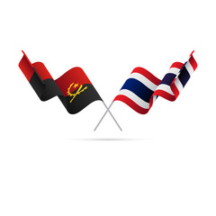 Angola and Thailand flags. Crossed flags. Vector illustration.