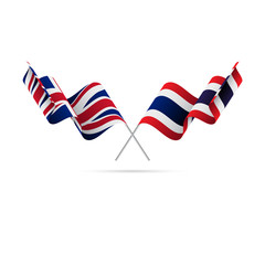 Great Britain and Thailand flags. Crossed flags. Vector illustration.