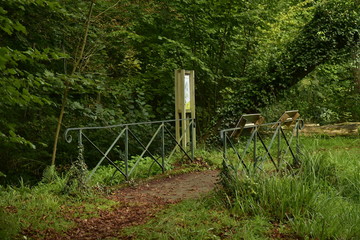 L'un des petits ponts franchissant un ruisselet au Jardin Massart à Auderghem 