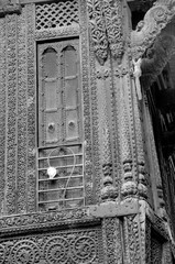 AHMEDABAD, INDIA - NOVEMBER 27, 2016: A traditional house or 'Haveli' decorated with wooden carving in the old town of Ahmedabad, Gujarat, India.