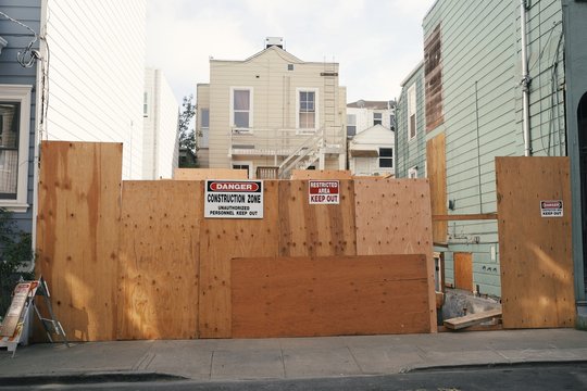 View of danger zone at construction site
