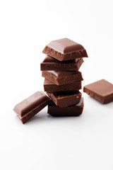 close up of chocolate bars isolated on white background