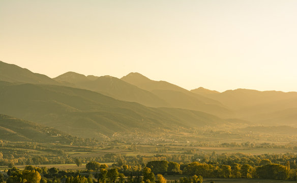 Beautiful Pyrinees mountain landscape at the golden hour