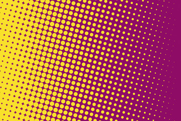 Comic pattern. Halftone background. Borpo, yellow color. Dotted retro backdrop, panels with dots, points, circles, rounds.
