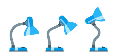 Office desk lamp. Several options of an inclination. Flat design Vector illustration