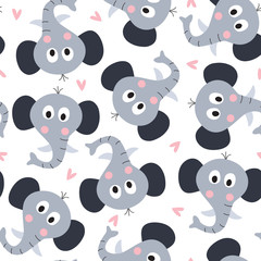 seamless cute elephant pattern vector illustration