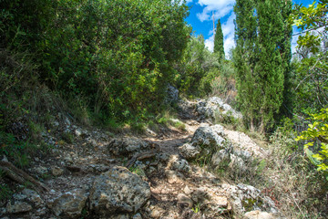 Road to Milos Beach from Agios Nikitas in Lefkada, Greece